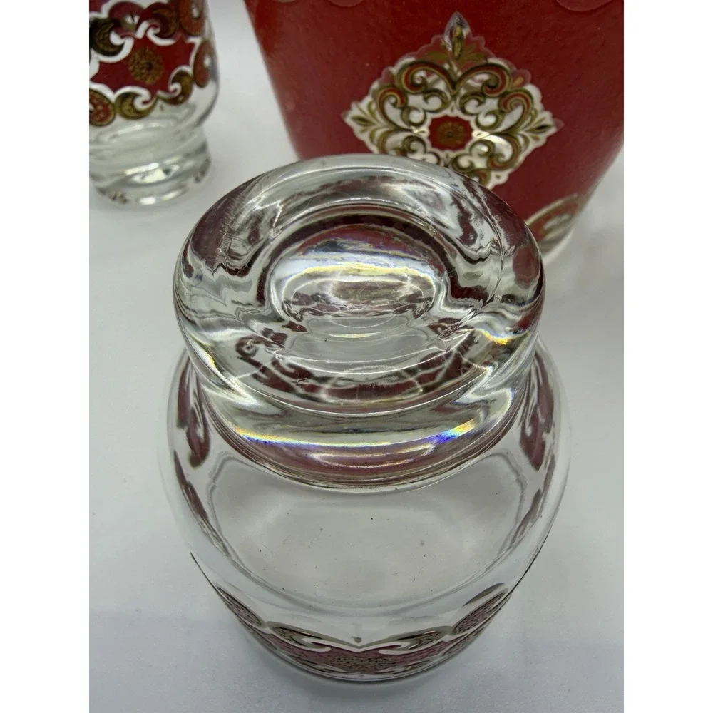 Starlyte Roly Poly MCM Cocktail Nuts Candy Red With Gold Pattern Set Of 4